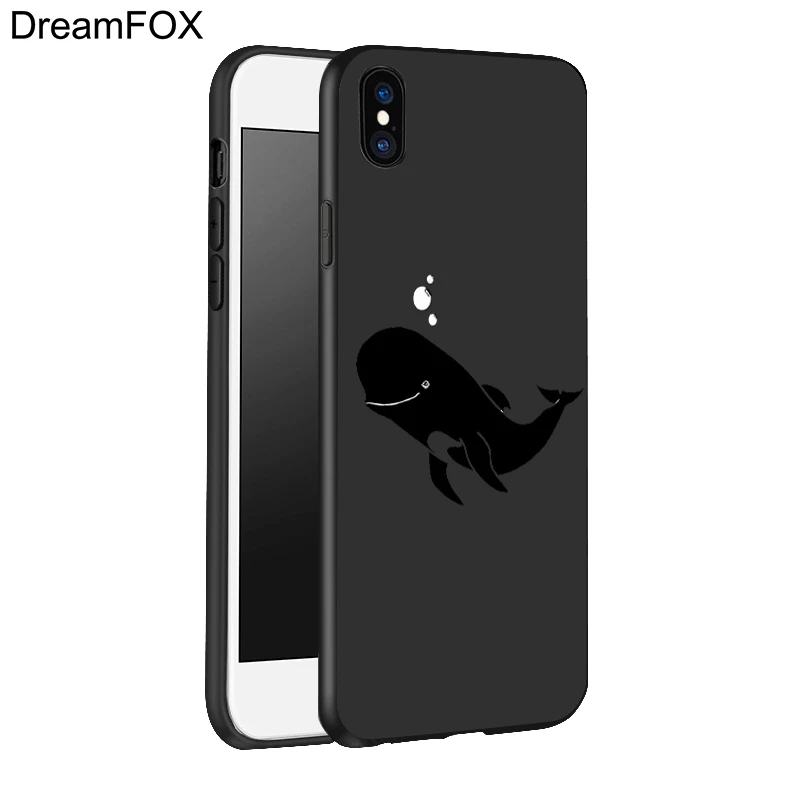 DREAMFOX K283 Дельфин черный мягкий силиконовый чехол из ТПУ для Apple iPhone XR XS Max X 8 7 6 S плюс