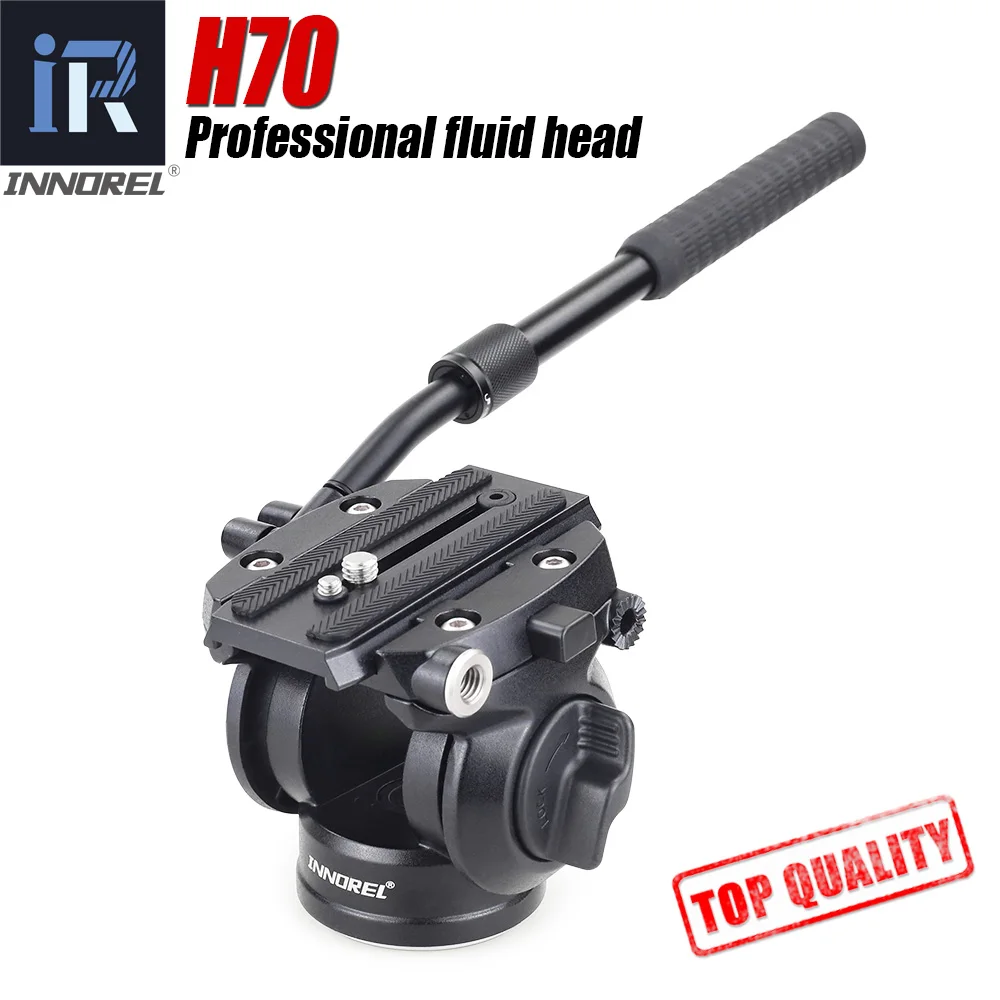 H70 Video Tripod head Fluid monopod Head Hydraulic Damping for DSLR camera Bird Watching 8kg load Portable 2 sections handle