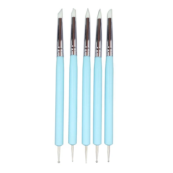 Практичный бутик 5X2 способ шарика Stylus точечный инструмент силиконовый цветной корсет кисти ручка для посуда из полимерной глины моделирование Sc - Цвет: Blue