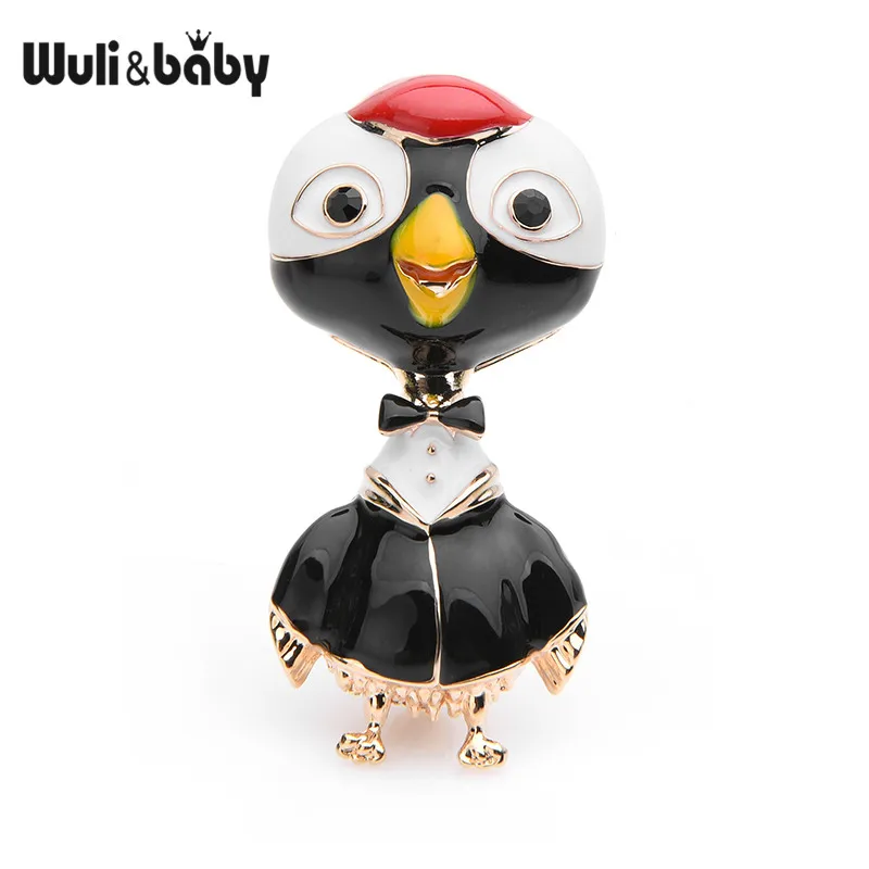 black Wuli& baby, желтые и черные эмалированные броши в виде уток, милые животные, сплав, брошь для вечеринки, булавки, детские подарки - Окраска металла: black