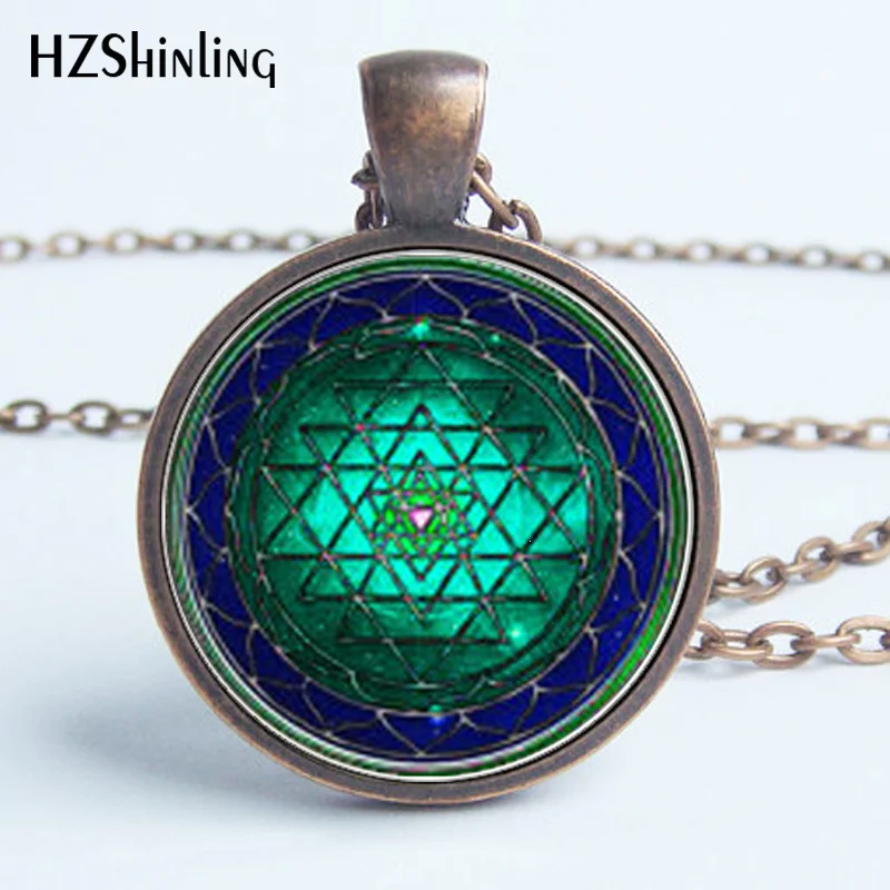 HZ A354 ожерелье Sri yantra кулон Священная геометрия ювелирное изделие винтажное Йога