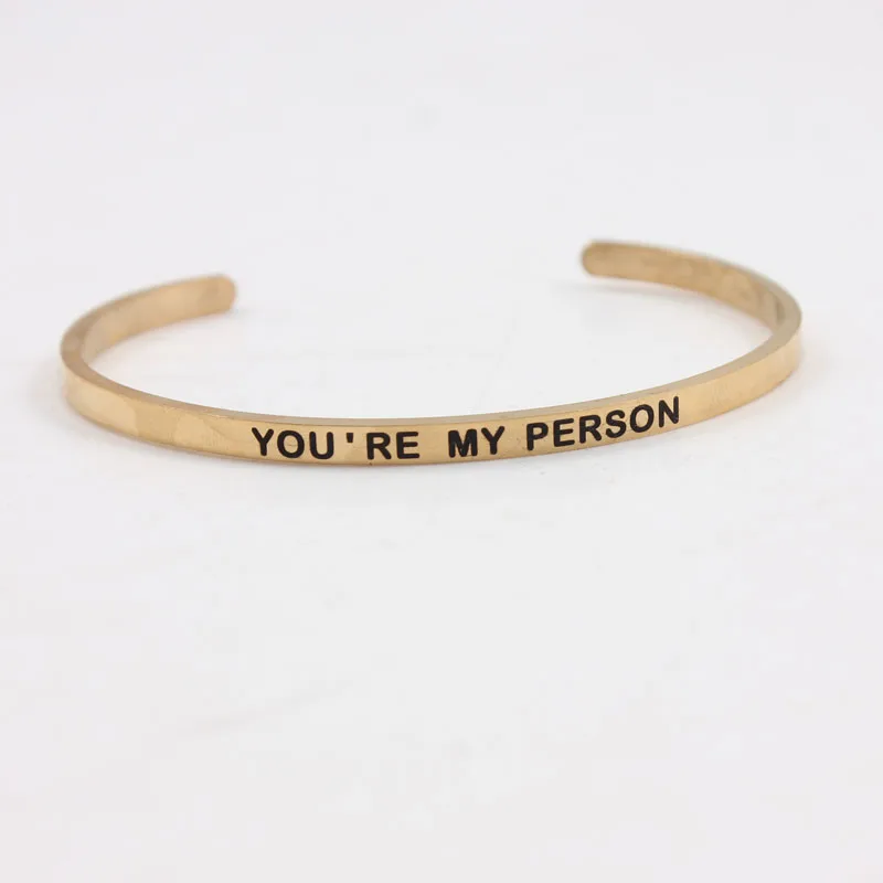 Розовое золото серебро на заказ с гравировкой YOU'RE MY PERSON вдохновляющие цитаты