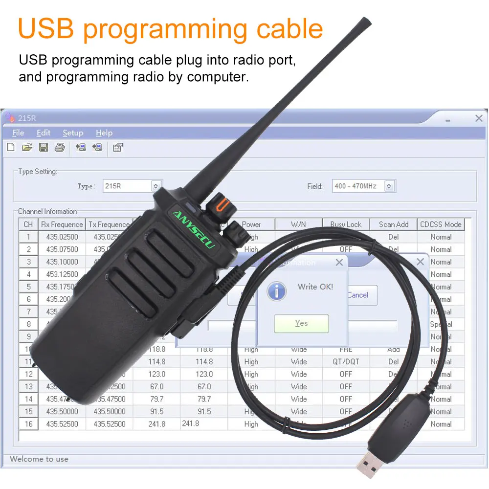 radio and cable Anysecu AC-215R радио активный экран обзора Walkie Talkie 400-480MHz группа вызова Ham Радио скрытый экран UHF - Цвет: radio and cable
