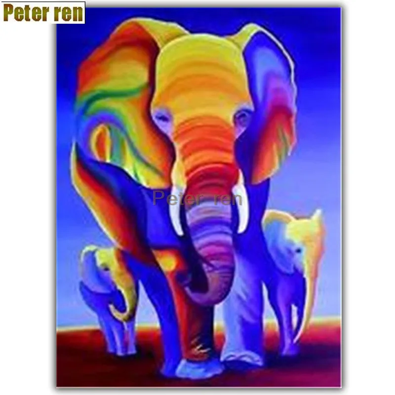 

Peter ren Diy diamond painting cross stitch 5D diamond embroidery round Mosaic icon Full Rhinestone Color elephant baby elephant