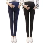 Узкие однотонные джинсы для беременных с упрощенным дизайном хлопковые синие и черные повседневные брюки размера плюс XXXL