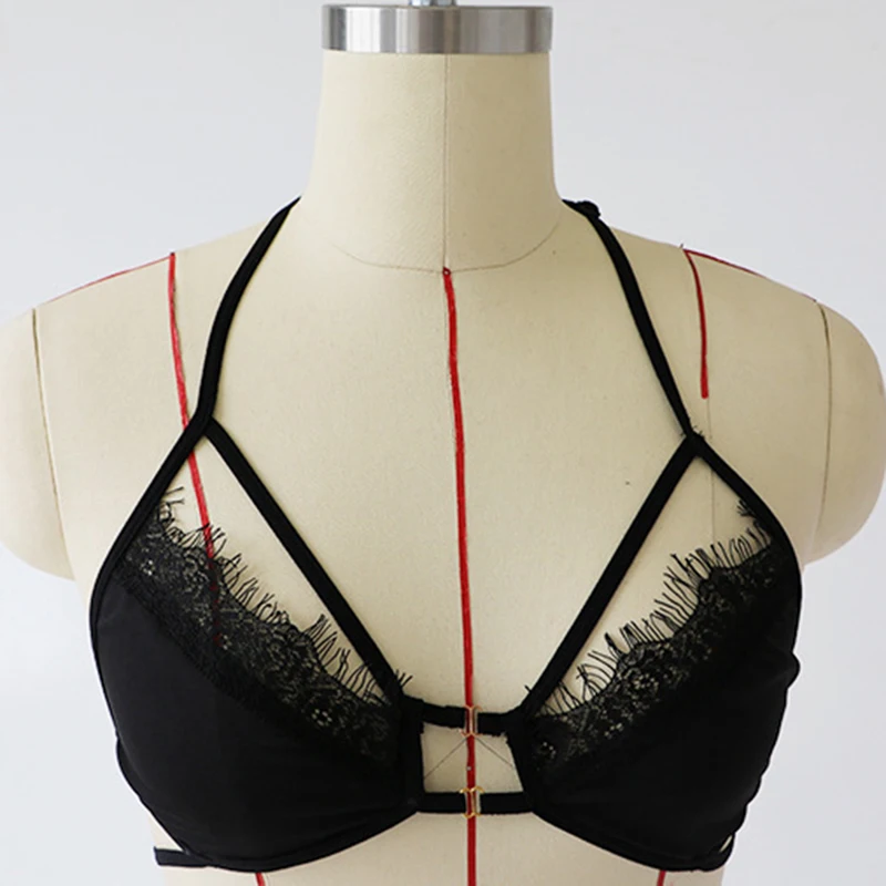 Missomo Для женщин Кружево Halter Bralette Комплект женский сексуальный бюстгальтер Краткое Наборы для ухода за кожей бесшовные Провода Цветочные Нижнее бельё Тонкий дамы белье