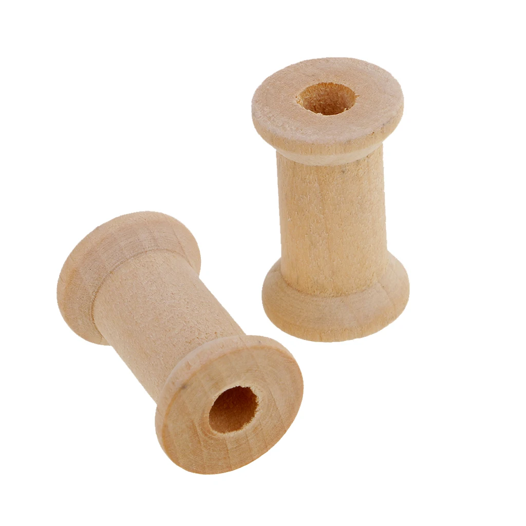 20 Pieces Unfinished Wooden Spools Thread Bobbins Cord Wire Coils Sewing Notions 27mmX16mm | Дом и сад