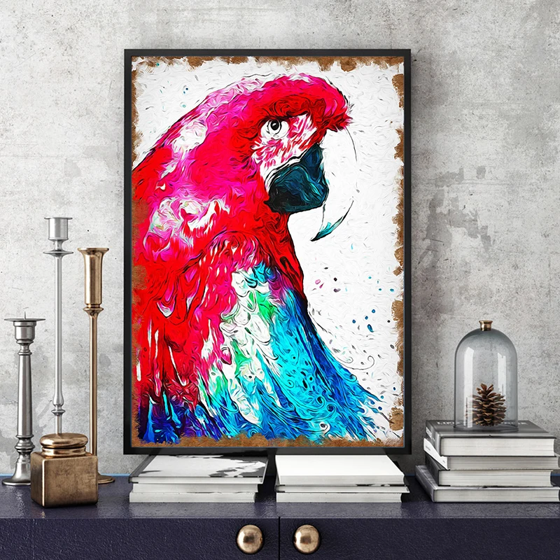 COSY MOMENT Colorful Macaw Parrot художественный холст картина Птица Тропический Psychedelic постер