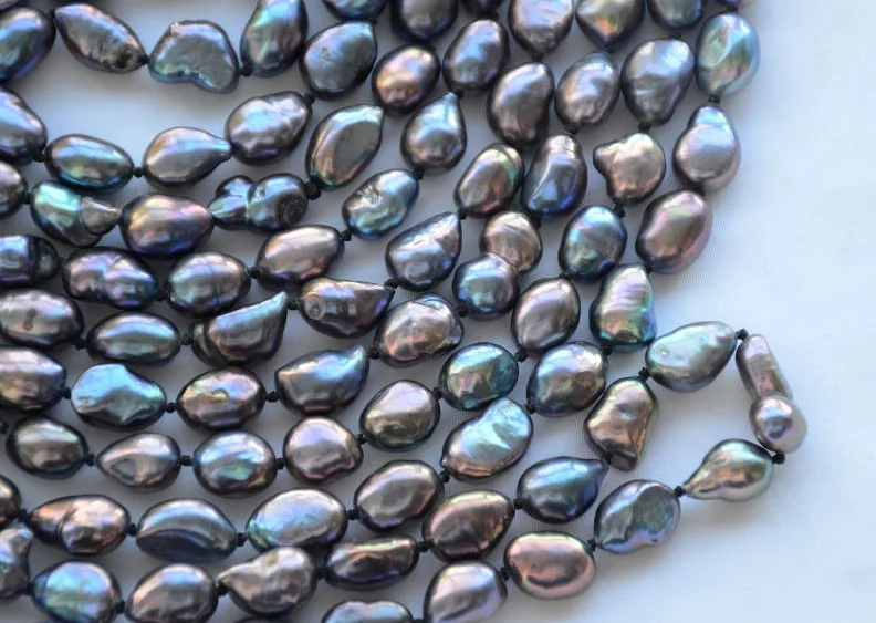 

One Strands 8-9mm Bright black colors baroque pearl real natural freshwater pearl loose beads 35cm / 14.5inch DIY