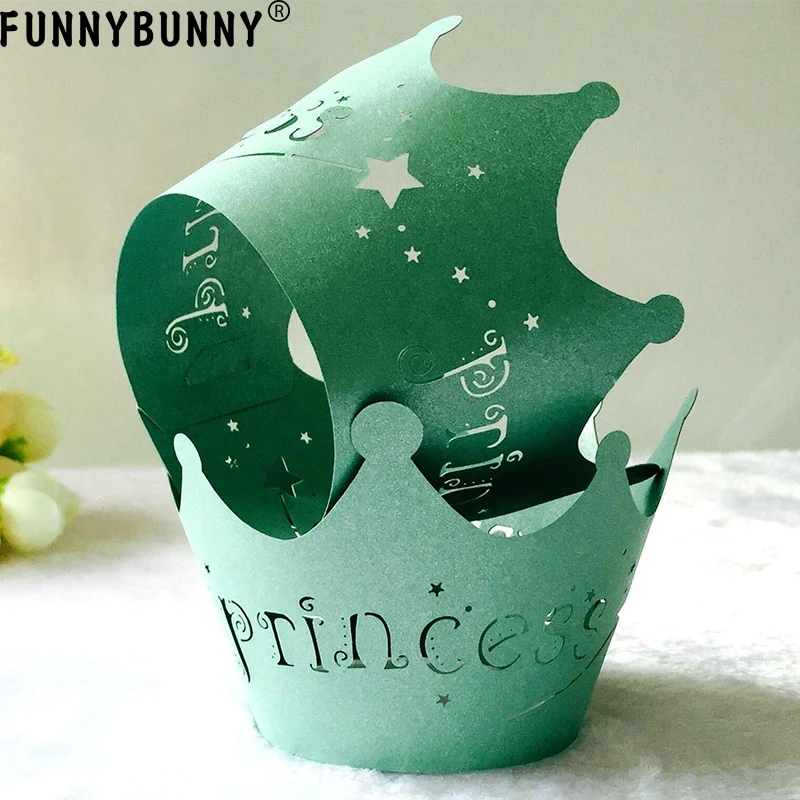 FUNNYBUNNY 24 шт Принцесса Корона для капкейков обертки Чехлы Свадебные крестины