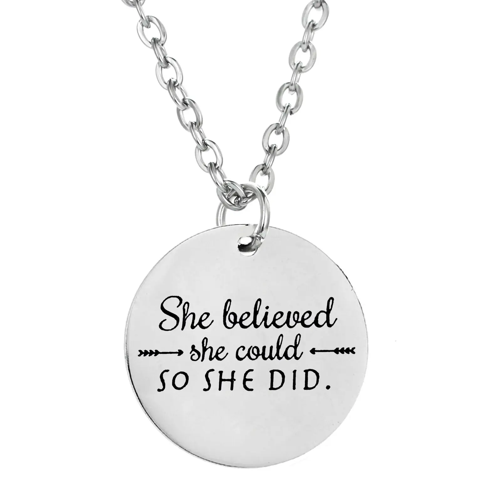 Necklace She Believe Дочь сын отец и День матери мама бабушка папа тетя Семья кулон Цепочки и ожерелья сестра подруга подарок из нержавеющей стали цепи Цепочки и ожерелья - Окраска металла: Necklace She Believe