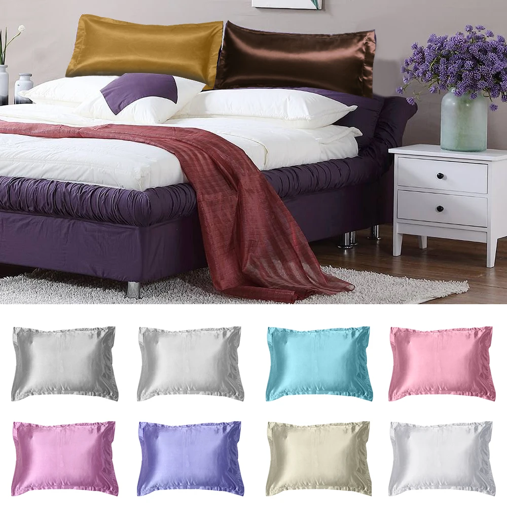 Мягкий Гладкий прямоугольник 50*70 см 1 шт. искусственный шелк Queen Standard атлас