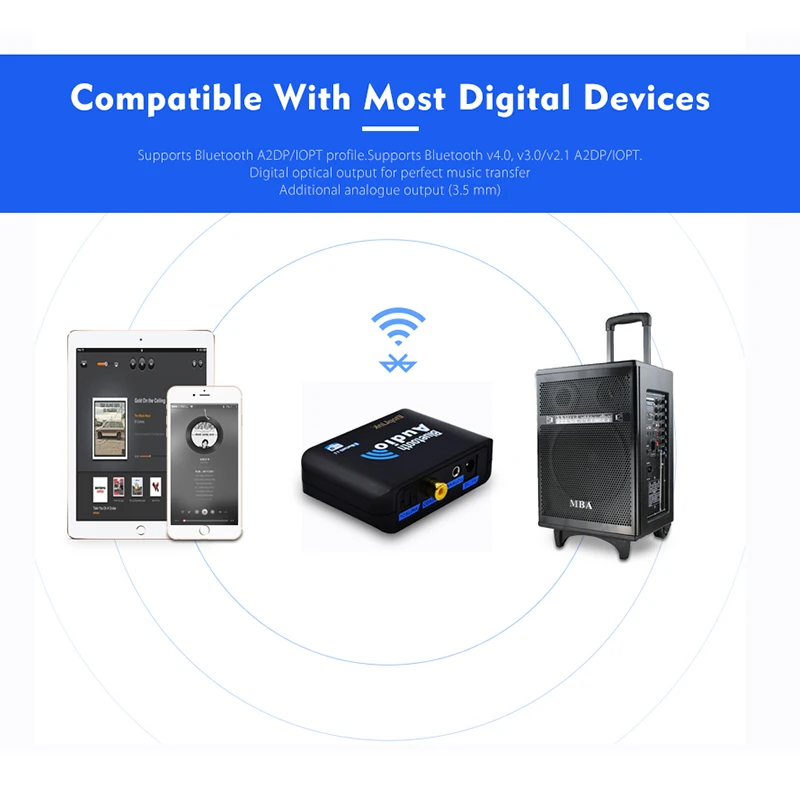 Etoplink E63 Bluetooth 4.0 Музыка приемник aptX Беспроводной аудио адаптер АС hi-fi стерео