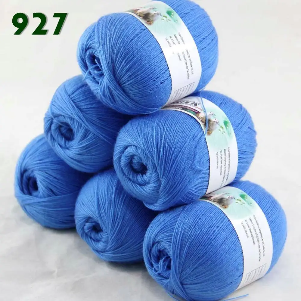 Sky blue 927 Лот из 6 мотков тонкая кружевная Мягкая шерстяная акриловая кашемировая пряжа трикотажная 238-пряжа C1 - Цвет: Sky blue 927
