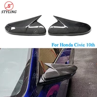 for civic 10th carbon mirror cover m look for honda 2016 2017 2018 2019 side rearview mirror case glossy black replacement style