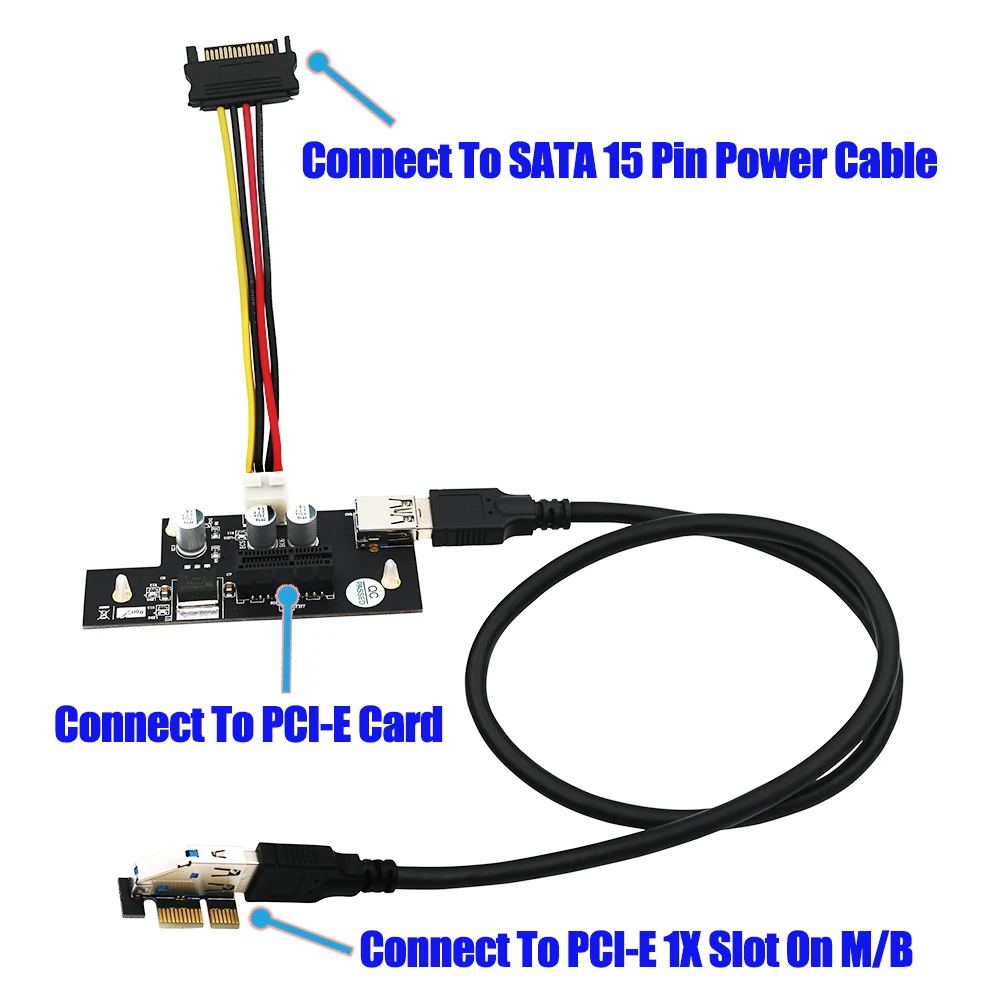 Плата расширения Mini Size USB 3 0 PCI экспресс карта E 1X до 4X 8X 16X Райзер удлинитель с SATA на