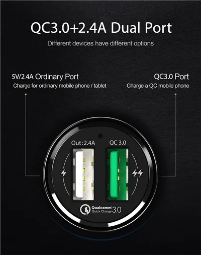 Автомобильное зарядное устройство USAMS быстрое qualcom2.0 3 0 Для Samsung Xiaomi iPhone