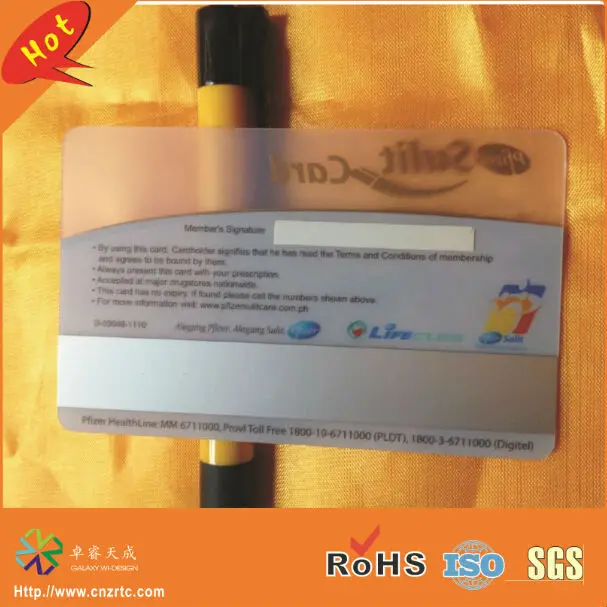 silver high-co magnetic strip panel both side full color printing and size custom clear business card