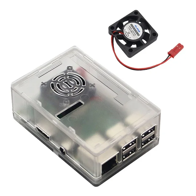 Clear case with fan Raspberry Pi 3 ABS чехол 4 разные цвета коробка с охлаждающим вентилятором или 3,5 дюймовый сенсорный экран подходит для Raspberry Pi 3B+/3B RPI3B двойной корпус - Цвет: Clear case with fan