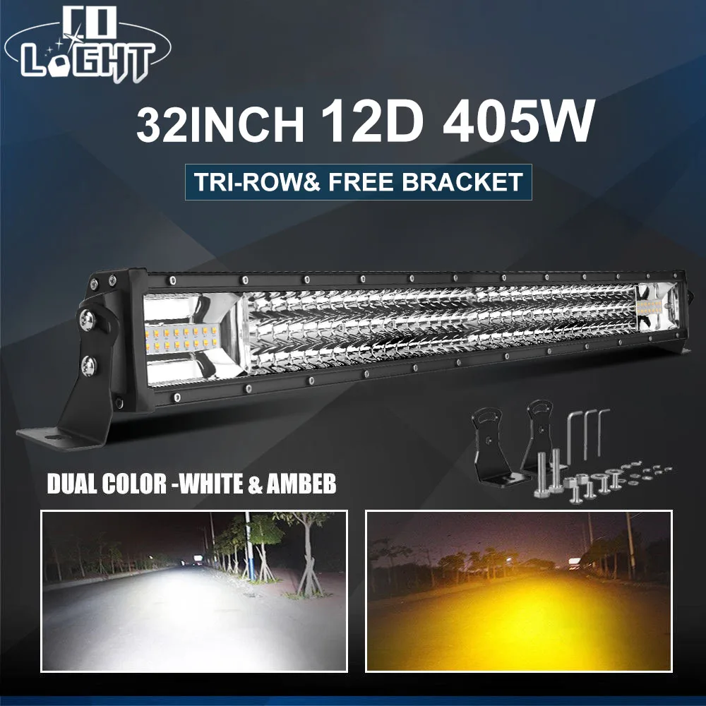 CO LIGHT 12D 3 рядный Автомобильный светодиодный световой бар Combo 32 &quot405 Вт рабочий