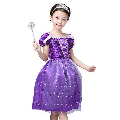 Girls Rapunzel Fancy Dress Costume Kids Princess Outfit UK Ages 3/4/5/6/7/8/9/10 | Детская одежда и обувь