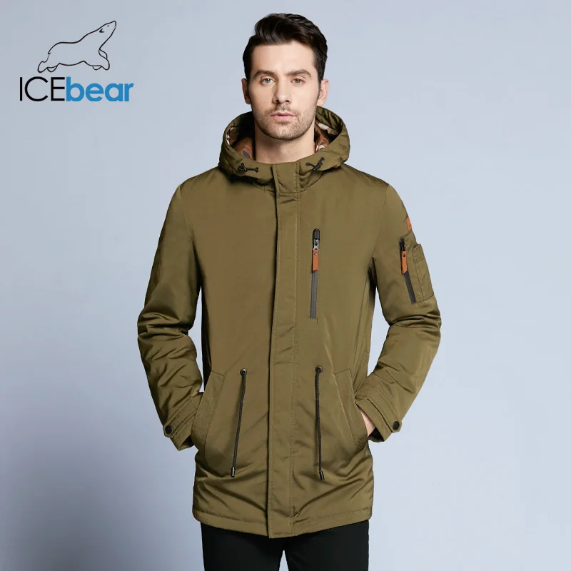 ICEbear 2019 Пальто Для Мужчин Регулируемый Пояс Шляпа Съемная Осень Мужчины Новый