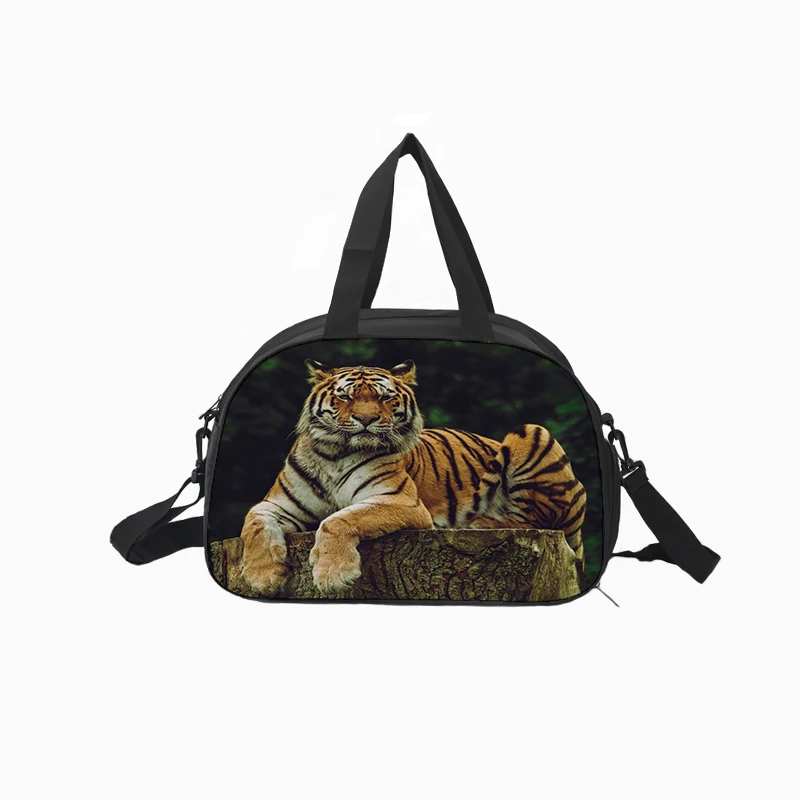 

Customized canvas travel multi-function fitness bag printing tiger pattern waterproof large capacity luggage bag 43*30*23cm