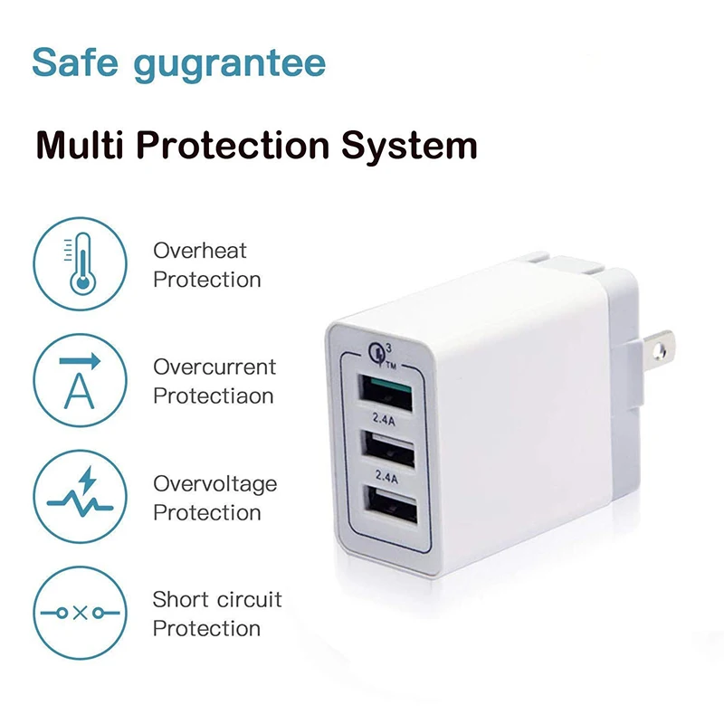 [QC 3,0+ 2 USB] быстрое настенное зарядное устройство 3 порта fo'r iPad зарядное устройство адаптер Qualcomm Quick Charge 3,0 дорожный разъем