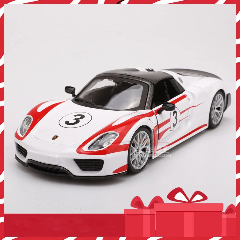 Модель супер игрушечного автомобиля 1:24 из металла для Porscheed 918 weissach с управлением