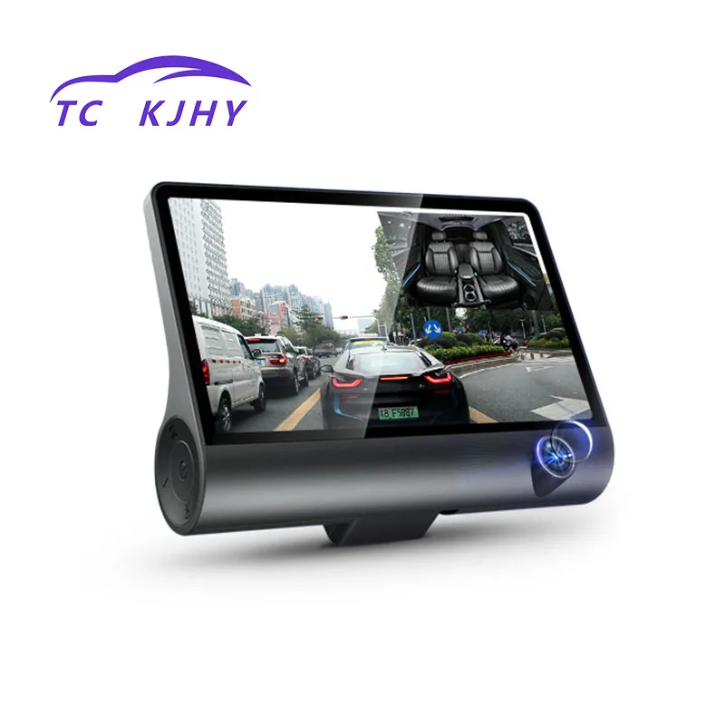4 дюймов Full HD 1080p Dash Cam камера заднего вида три объектива Автомобильный dvr