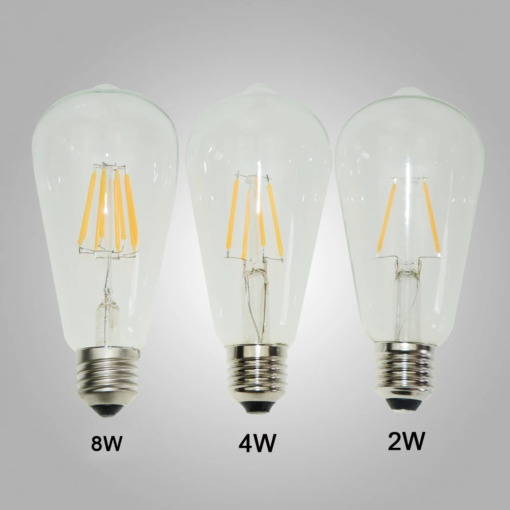 Нити ST64 2/4/8 Вт Винтаж edison LED Bubble Лампочки Ретро Свет soure 110 В 220 E27/E26 предупредить