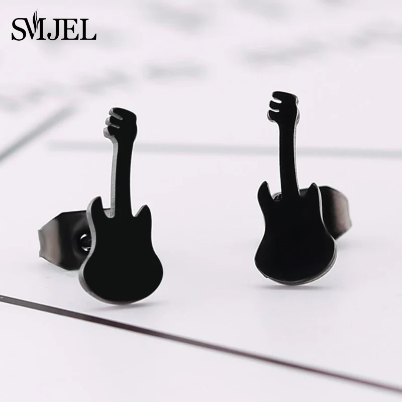 Гвоздики SMJEL из нержавеющей стали для мужчин и женщин золотые серьги-гитары в