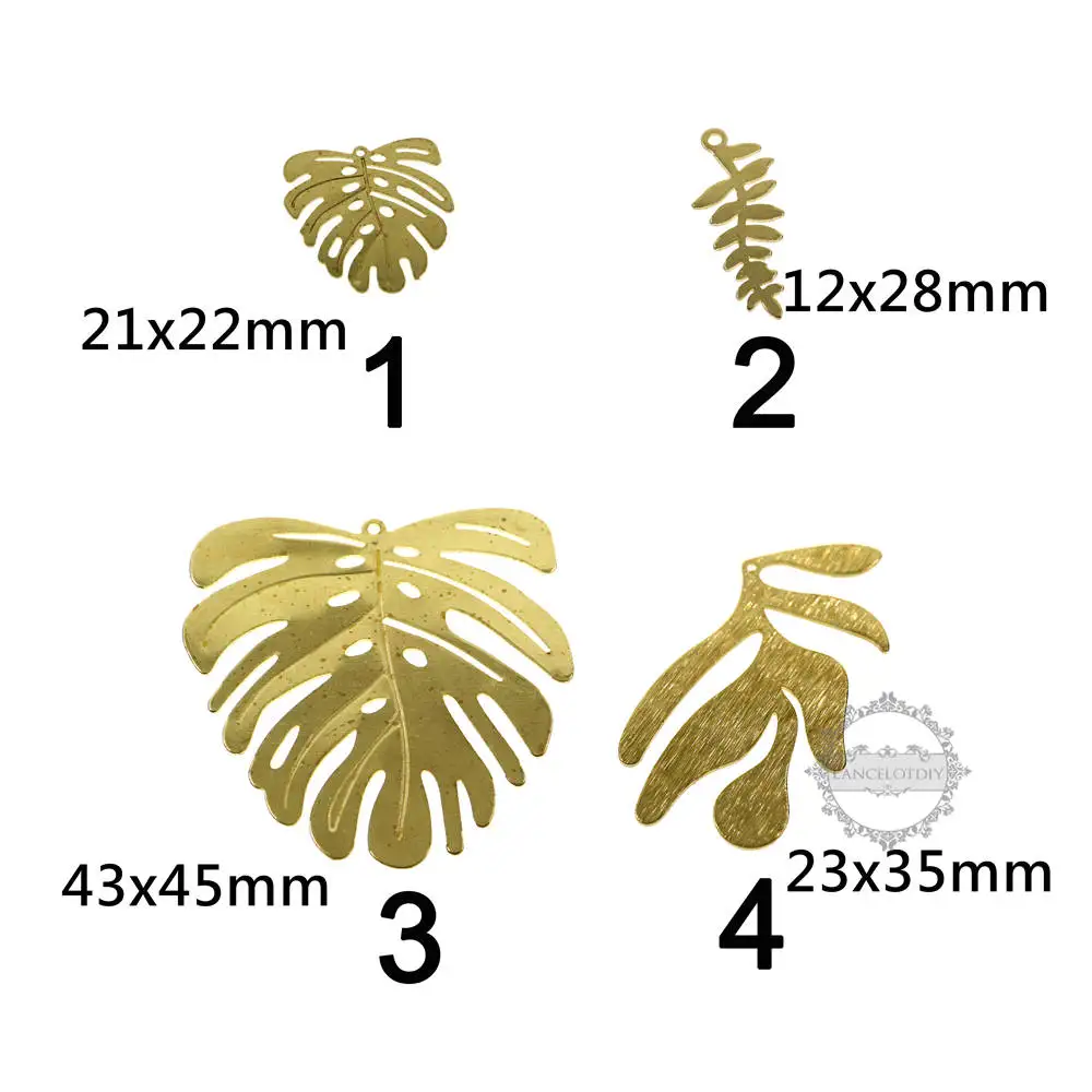 Необработанная латунь Monstera leaf DIY Подвеска Шарм поставки фурнитура 1800343