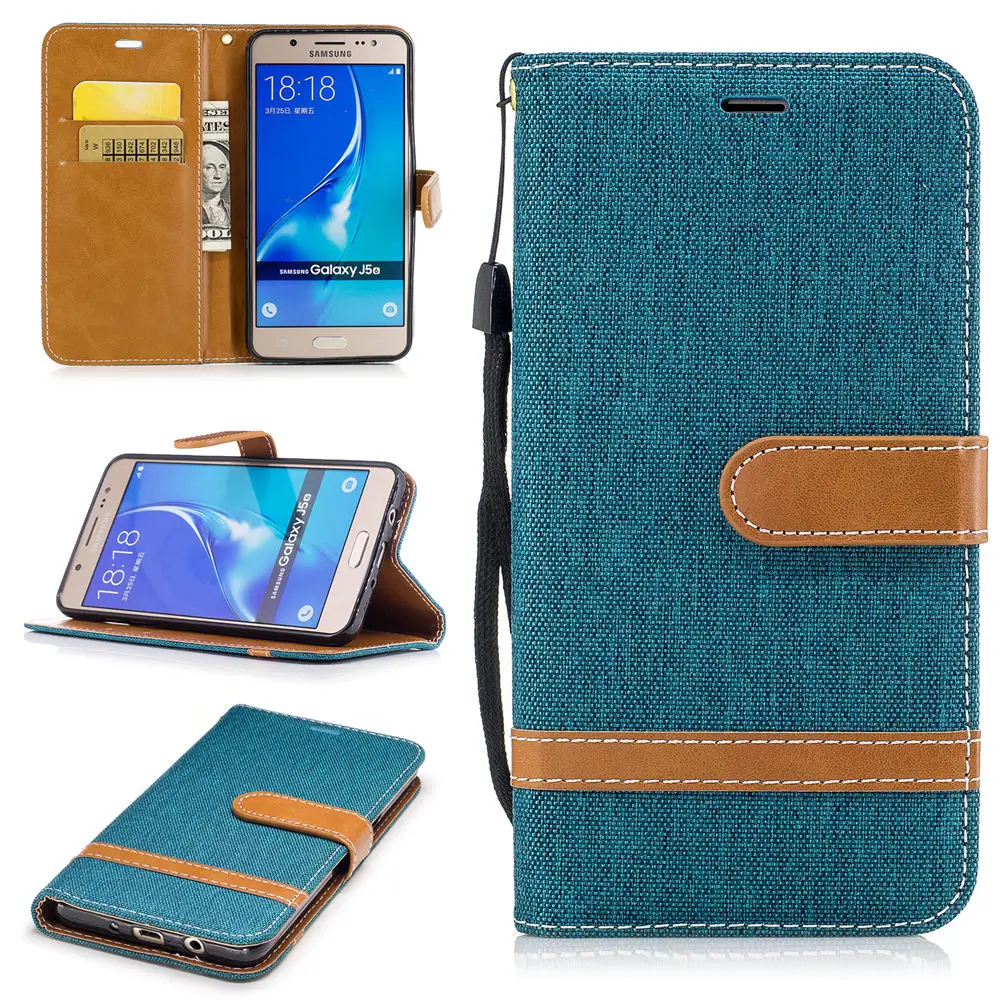 Джинсовый кошелек откидные чехлы книжки для Samsung Galaxy J5 2016 SM J510F (2016) Duos J510FN/DSS J510H/DS