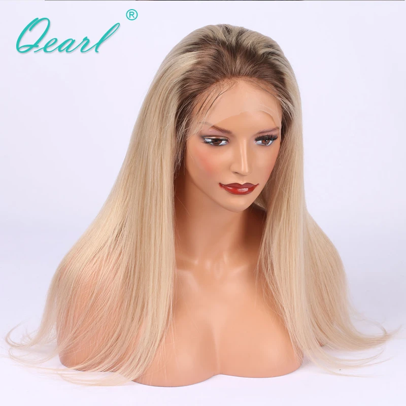 Полные парики шнурка 4 #/60 # блонд двухтонный Омбре Remy перуанские человеческие