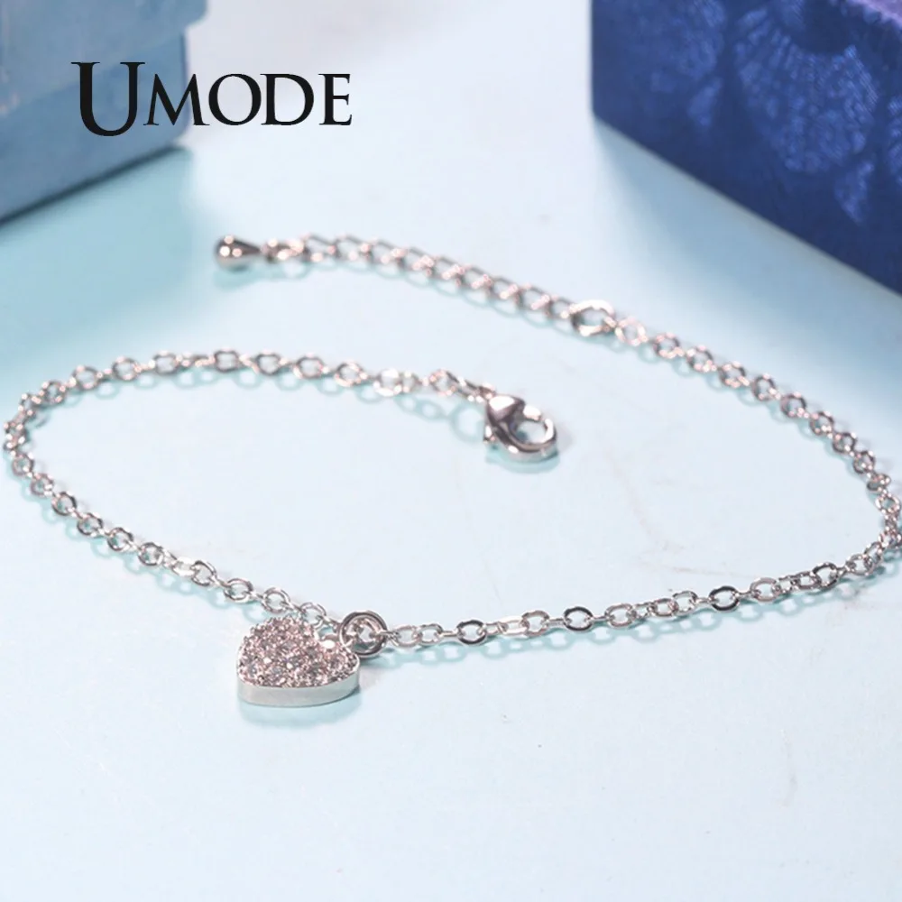 UMODE новые классические браслеты с кубическим кристаллом в форме сердца для