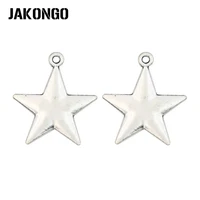 jakongo antique silver plated star charm pendants for jewelry accessories making bracelet findings diy 23x19mm