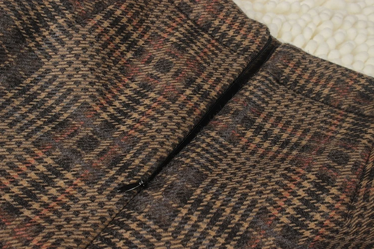 Классический винтажный клетчатый Женская шерстяная юбка миди прямого кроя