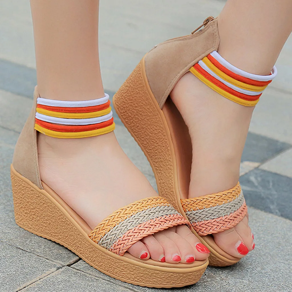 Женские разноцветные плетеные босоножки SAGACE модные повседневные цвета хаки на