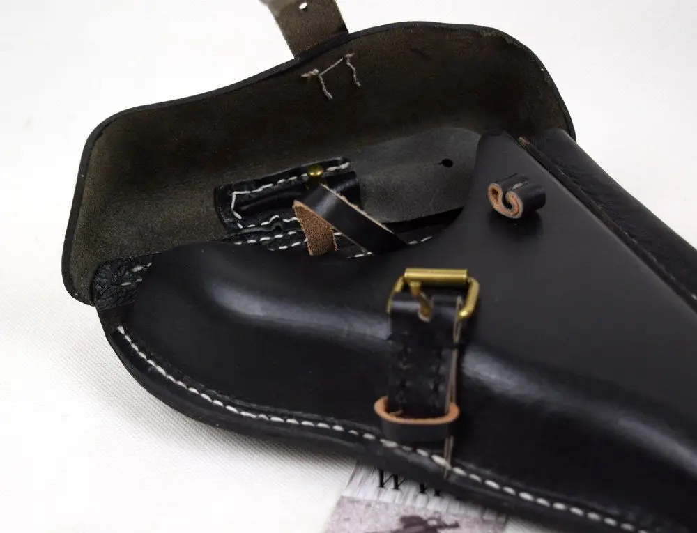 WWII German ELITE Военный Черный сотрудник кожа LUGER P08 твердая кобура-World военного магазина