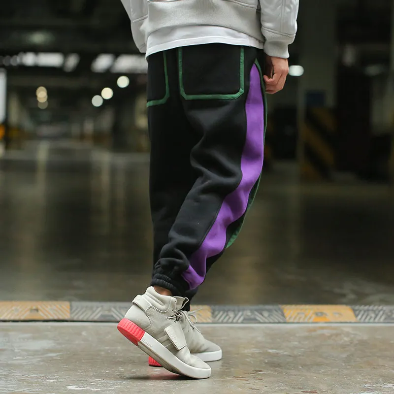 Red Charcoal Winter New Color Side The Purple And Velvet Black Leg Trousers Hipster Mens Pants |