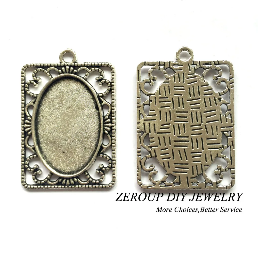 5 шт./лот 20x30 мм Ожерелье Подвеска Античная бронза серебряный цвет стекло кабошон пустая основа для ювелирных изделий T241