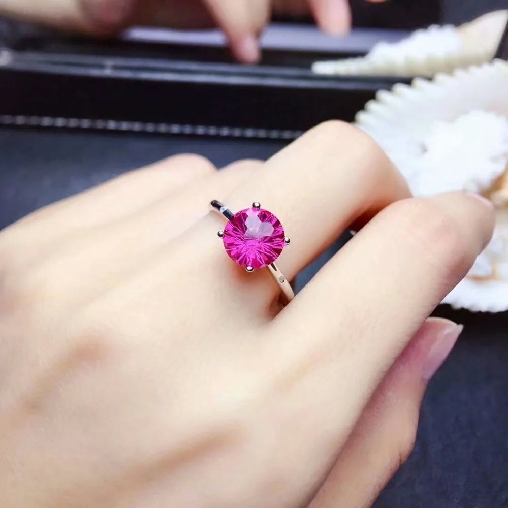 Shilovem 925 Серебряные кольца из стерлингового серебра Натуральный топаз розовый женский открытый модный прекрасный подарок ювелирные изделия свадебное растение mj0808934agfb