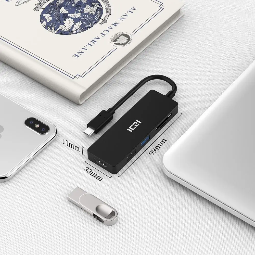 ICZI 4K USB C к HDMI концентратор 3 0 2 SD TF адаптер портов type конвертер для Macbook samsung S9 S10 huawei