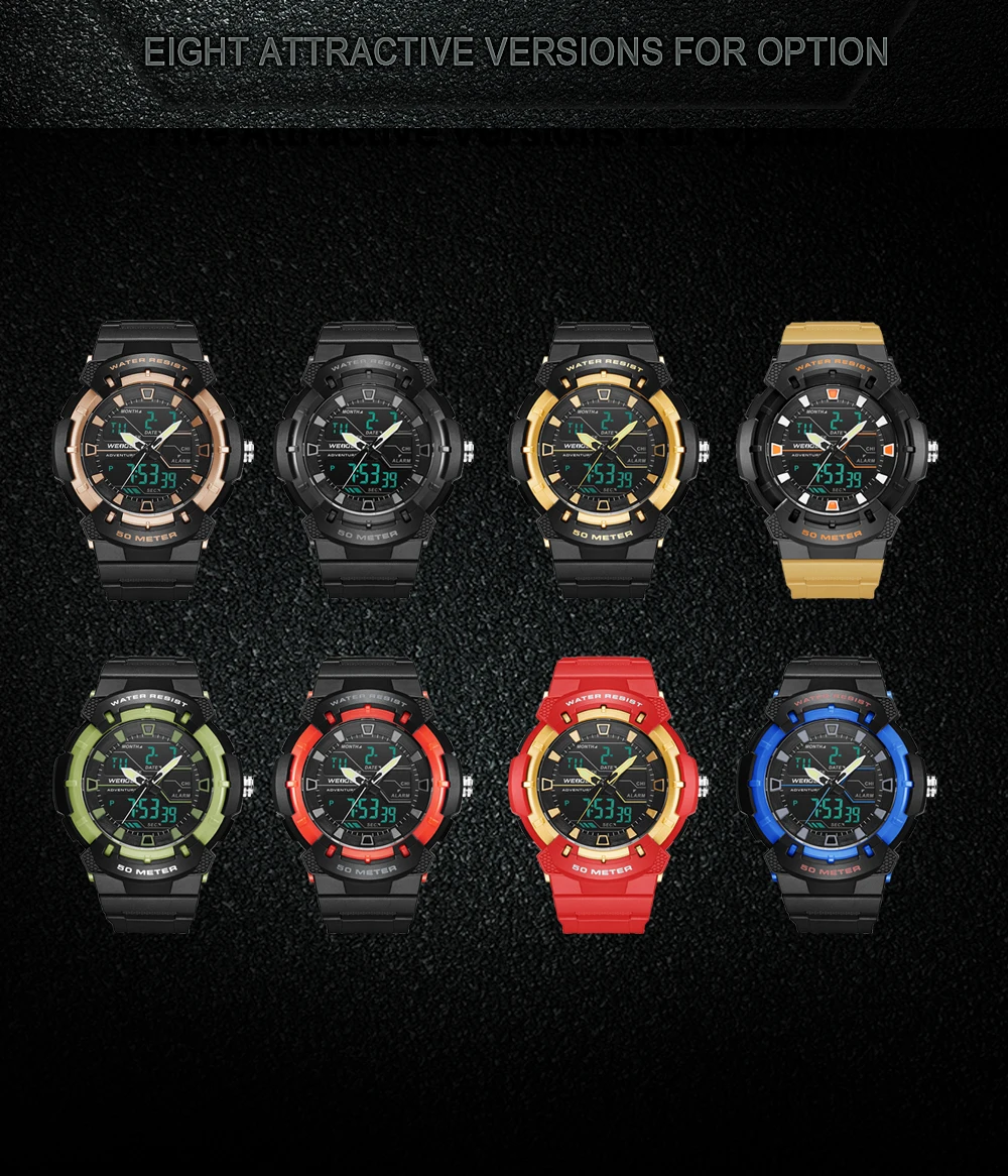WEIDE военные мужские спортивные часы кварцевые часы мужские спортивные цифровые наручные часы армейские часы 50 метров Водонепроницаемость Eloj Hombre