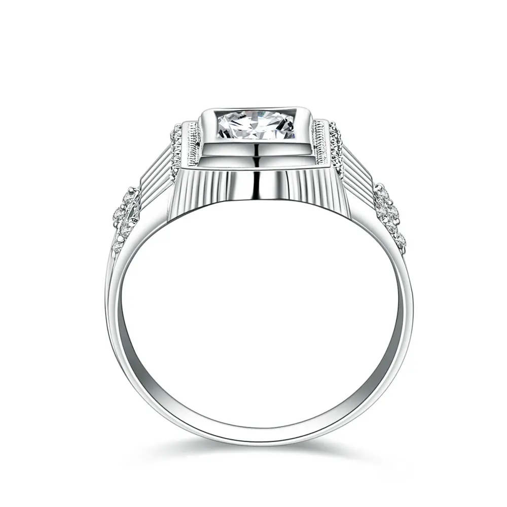 COLORFISH Блестящий из камней по гороскопу, Безель в стиле "багет" 1,5 ct Античный Вдохновленный Обручение кольцо Для мужчин Аутентичное Стерлинговое Серебро 925 Сона кольца