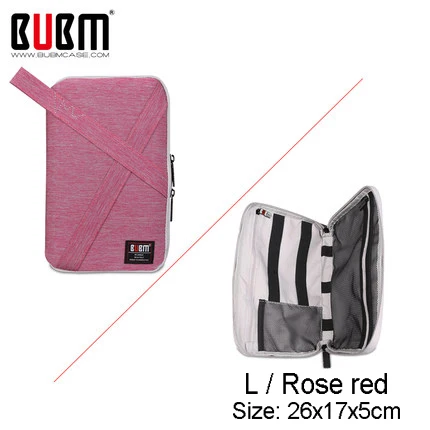 PDI-L Rose red BUBM дорожный кабель сумка портативный цифровой USB гаджет Органайзер жесткий диск для паспорта на молнии чехол для хранения комплект аксессуары - Цвет: PDI-L Rose red