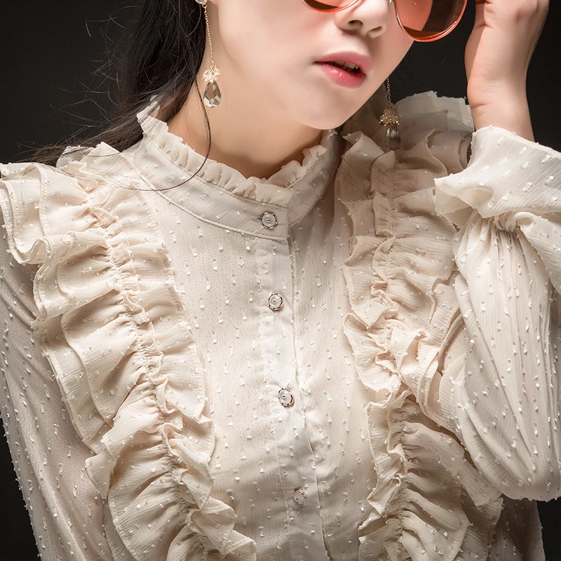 Женская шифоновая блузка с длинным рукавом весенняя модная свободная