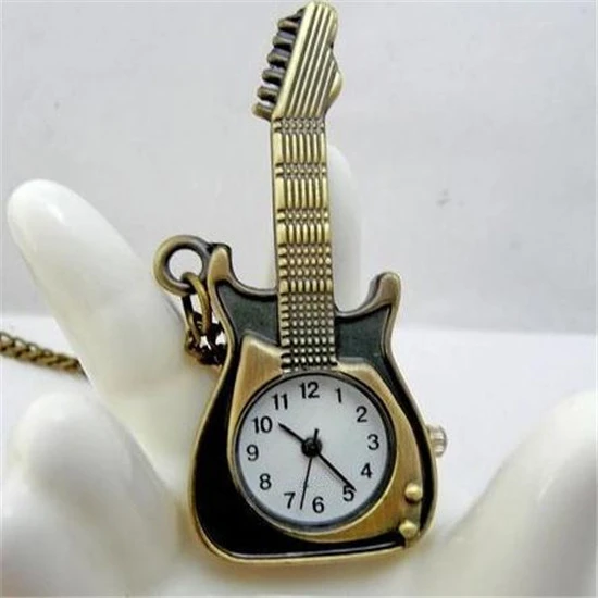 2019 ретро хит продаж гитара Форма ожерелье с свитером карманные модные кварцевые