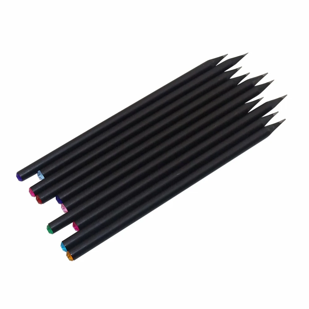 

10 Pcs DIY Cute Kawaii Wooden Black Wood Pencil Acrylic Diamond Standard Pencil for Drawing Painting Supplies for school
